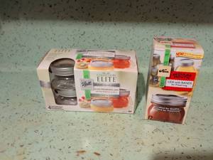 lot 556 image: Ball Collection Elite Glass Preserving Jars Half Pint 8oz 4-Pack with Lids and Bands