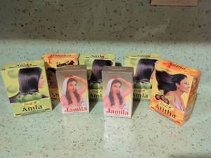 lot 575 image: Hesh Hair Care Lot - Amla, Jamila, Aritha Henna Powder Boxes