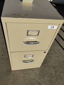 lot 14 image: Metal two-drawer filing cabinet  15wide  22long  28tall