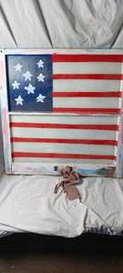 lot 2027 image: Painted Wooden flag