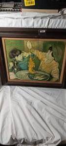 lot 2035 image: Two young boys gathered around a large platter of food with pasta and fish
