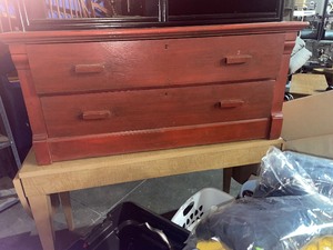 lot 123 image: fire engine red small dresser