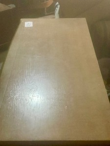 lot 125 image: old vintage desk with two folding out side pieces on each side, also has second piece that stands on desk with shelves