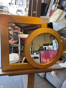 lot 134 image: Wooden Circle and Cubed Mirror