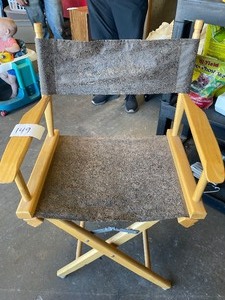 lot 149 image: Wooden Folding Chair with pattern fabric covers