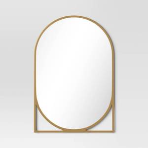 lot 21069 image: 20 x 30 Decorative Wall Mirror Gold - Threshold Modern Powder-Coated Metal, Novelty Shape, Wall Mount - Retail $90