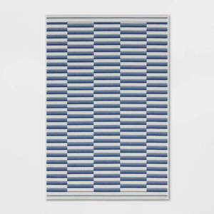 lot 21075 image: 311x55 Color Blocked Striped Rectangular Indoor Outdoor Area Rug Blue - Room Essentials - Retail $35