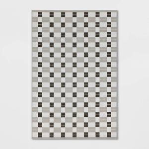 lot 21079 image: 311x55 Checkered Rectangular Indoor Outdoor Area Rug Black - Room Essentials - Retail $35