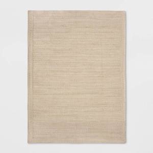 lot 21083 image: 5x7 Natural Woven Rectangular Braided Outdoor Area Rug Heathered Cream - Threshold - Retail $90
