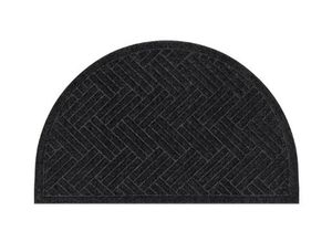 lot 21089 image: 1 Half Moon Door Mat Charcoal Gray Herringbone Pattern - Retail $30