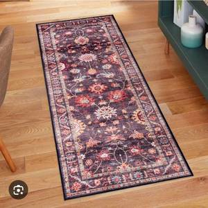 lot 21104 image: Runner Rug Floral Pattern Dark Ground Border 2.5 x 8 set  - Retail $75