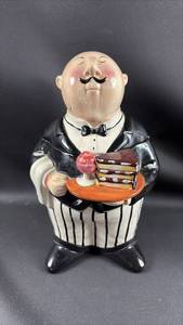 lot 2 image: Ceramic Formal Waiter Cookie Jar