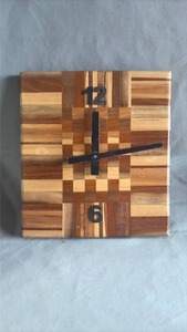 lot 72 image: Wooden Wall Clock with Striped Block Design Black Hands