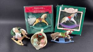 lot 85 image: Rocking Horse and Mouse Tea Party Ornaments