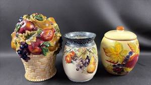 lot 95 image: Fruit Theme Decor for Home 6.5, 7, and 10 inches tall.