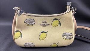 lot 115 image: Coach Yellow Shoulder Bag with Lemon Print and Adjustable Strap