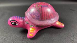 lot 127 image: Pink Turtle Figurine Box with Decorative Shell Design