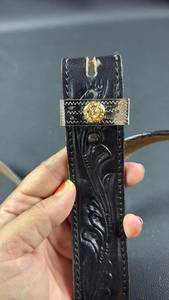 lot 133 image: Western Style Leather Belts, Ornate Tooling Brown is Size 32 and Black is Size 36