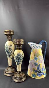 lot 144 image: Decorative Candle Sticks and Large Ornamental Pitcher