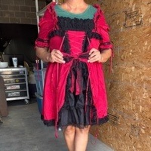lot 171 image: Womens Red and Black Corset Dress with Lace Details