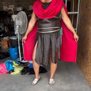 lot 177 image: Apron Style Gladiator Brown Skirt with Red Cape