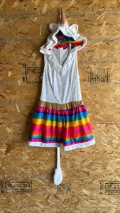 lot 185 image: Youth Approximate Size 8 - 10 Rainbow Unicorn Dress with Horned Hood