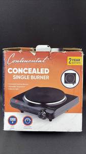 lot 196 image: Continental Concealed Single Burner 1000 Watt Portable Electric Cooktop
