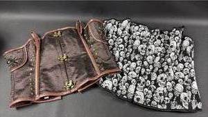 lot 233 image: Corsets, Brown marked XL and Skulls Size (my guess-xxl)