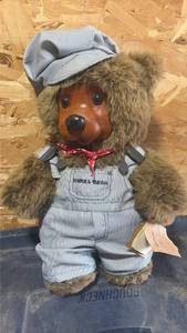lot 310 image: Robert Raikes 17023 LIONEL Railroad Engineer Bear Wooden Face & Feet