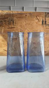 lot 317 image: 8 Inch Pair Blue Jars