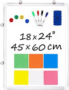 lot 8006 image: Whiteboard Set, 24x18 in White Board Dry Erase for Wall with Magnetic Notes