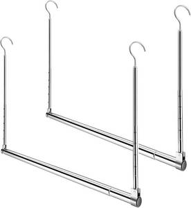 lot 8024 image: Adjustable Hanging Closet Rod Extender, Heavy-Duty Rod, Chrome (2 Pack)