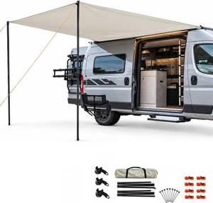 lot 8028 image: DANCHEL OUTDOOR Van Large Car Awning with Suction 13x9.8ft Khaki