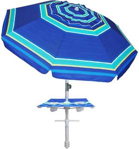 lot 8030 image: AMMSUN 7ft Heavy-Duty Beach Umbrella with Sand Anchor, UPF50, Windproof  Missing top cap