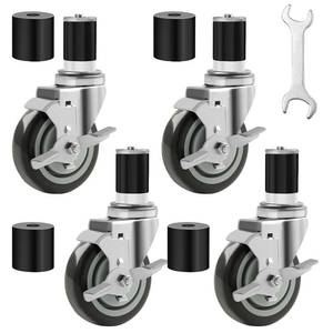 lot 8043 image: Besitu 4in Prep Table Wheels 4pc, Expanding Stem Casters with Side Brake  Missing 1 wheel