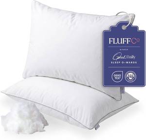 lot 8048 image: FluffCo Down Alternative Pillows - King Size, Soft (2 Pack)