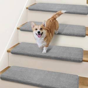 lot 8059 image: Ultra Plush Bullnose Carpet Stair Treads for Wooden Steps 9.5 x 32 2 Pack