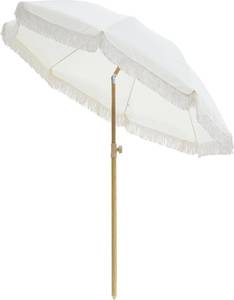 lot 8065 image: 6.5FT Boho Patio Umbrella with Fringe, UPF50, Fiberglass Ribs, Push Tilt