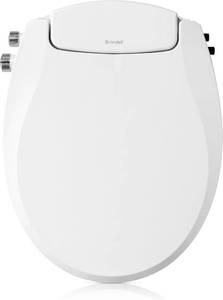 lot 8095 image: Brondell Bidet Seat Non-Electric Round White Dual Nozzle Easy Install