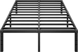 lot 8096 image: Metal Platform Bed Frame, King Size, No Box Spring, Slats, Black