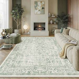 lot 8100 image: PureCozy Sage Green Area Rug 8x10 Vintage Floral