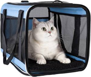 lot 8101 image: Soft Pet Carrier for Cats & Small Dogs (Blue)   Fits Large Cats, 2 Kitties