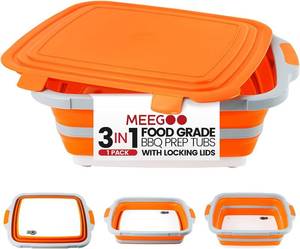 lot 8107 image: BBQ Prep Tub,16L Foldable Cutting Board with Locking Lid for Grilling