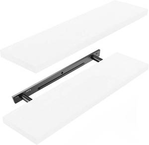 lot 8118 image: Amada 24 Inch Floating Shelf with Invisible Bracket, Set of 1, White  Chip On back edge