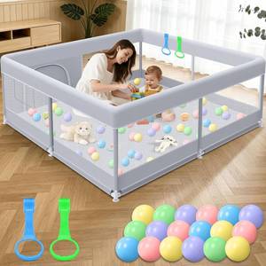 lot 8119 image: XVISHX Baby Playpen 50x50 Inch for Babies & Toddlers, IndoorOutdoor Grey