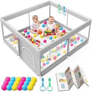 lot 8121 image: Baby Playpen with Mat, 50x50 Inch Waterproof Playpen for Babies and Toddlers