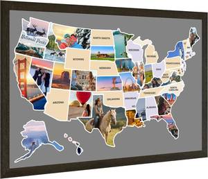 lot 8127 image: USA Photo Map, 50 States Travel Map for Couples, Photo Maker 24x36 in