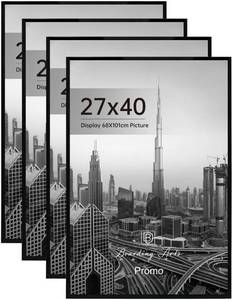 lot 8135 image: Boarding 27X40 Poster Frame 4 Pack,Black Picture Frames for Wall Gallery