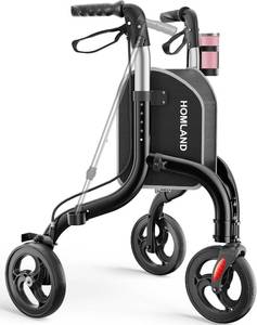 lot 8149 image: HOMLAND Foldable 3 Wheel Walkers for Seniors, Lightweight 10.4 lb