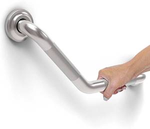 lot 8152 image: Angled Grab Bar Stud Mount Knurled Grip ADA 500 lb Stainless